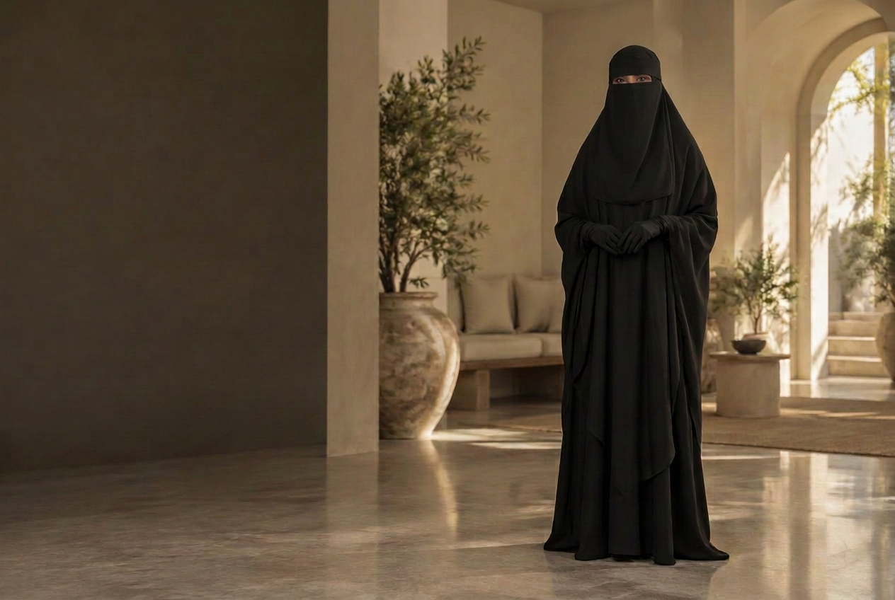 إطلالة خمار آيرا بنقاب ساتر في أجواء فاخرة